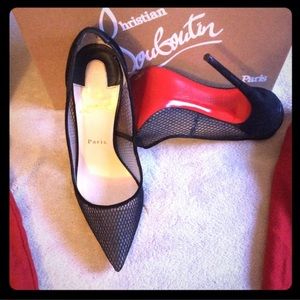 Louboutins Follies Resille 120 Fishnet/Kid/Suede